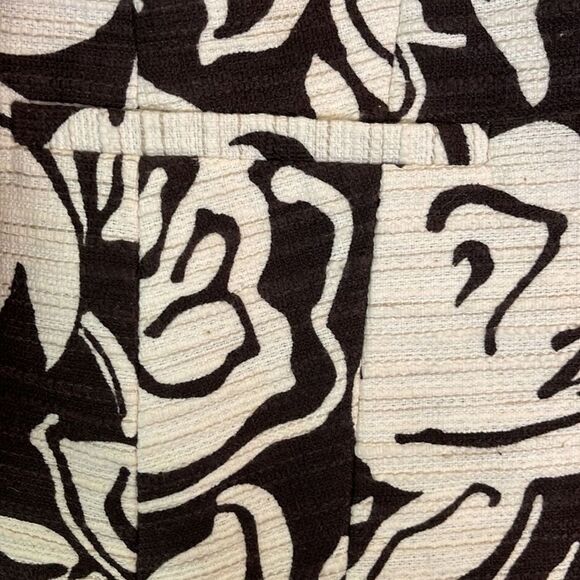 Talbots Woman Floral Jacquard Blazer 12W Brown Cream Cotton Linen Jacket - Picture 7 of 10